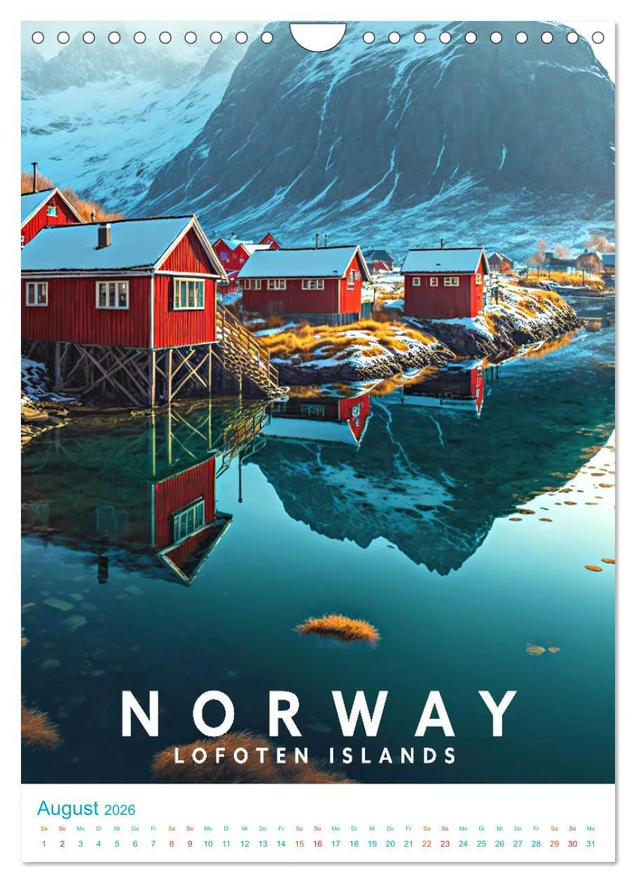 Bild: 9783516331158 | Lofoten - Old School Poster Style (Wandkalender 2026 DIN A4 hoch),...