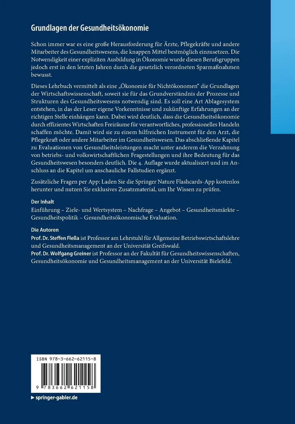 Rückseite: 9783662621158 | Grundlagen der Gesundheitsökonomie | Wolfgang Greiner (u. a.) | Bundle
