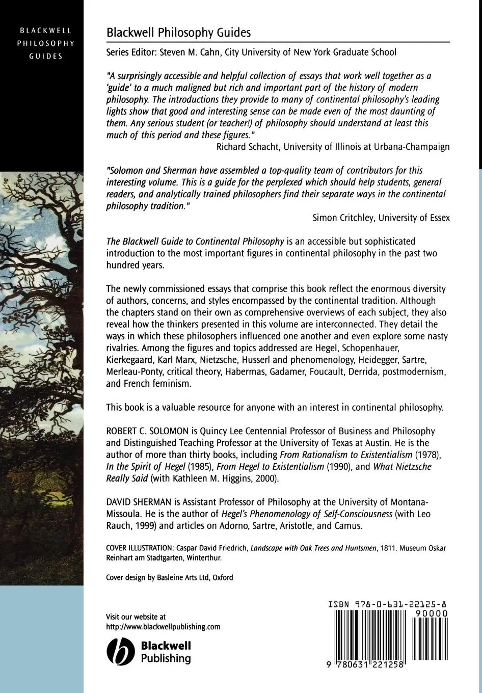 Rückseite: 9780631221258 | The Blackwell Guide to Continental Philosophy | Robert Solomon (u. a.)