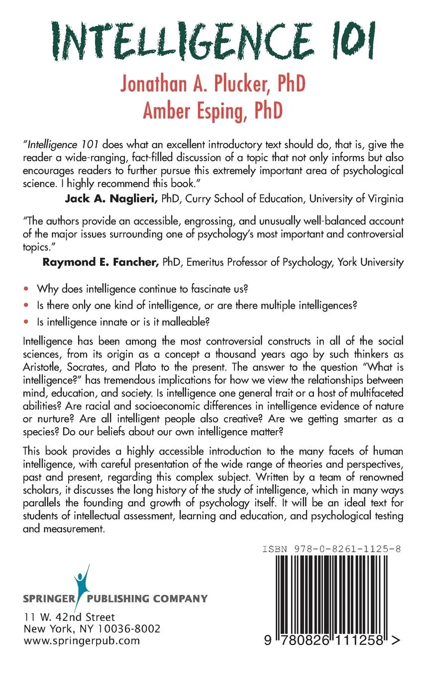 Rückseite: 9780826111258 | Intelligence 101 | Jonathan Plucker (u. a.) | Taschenbuch | Englisch