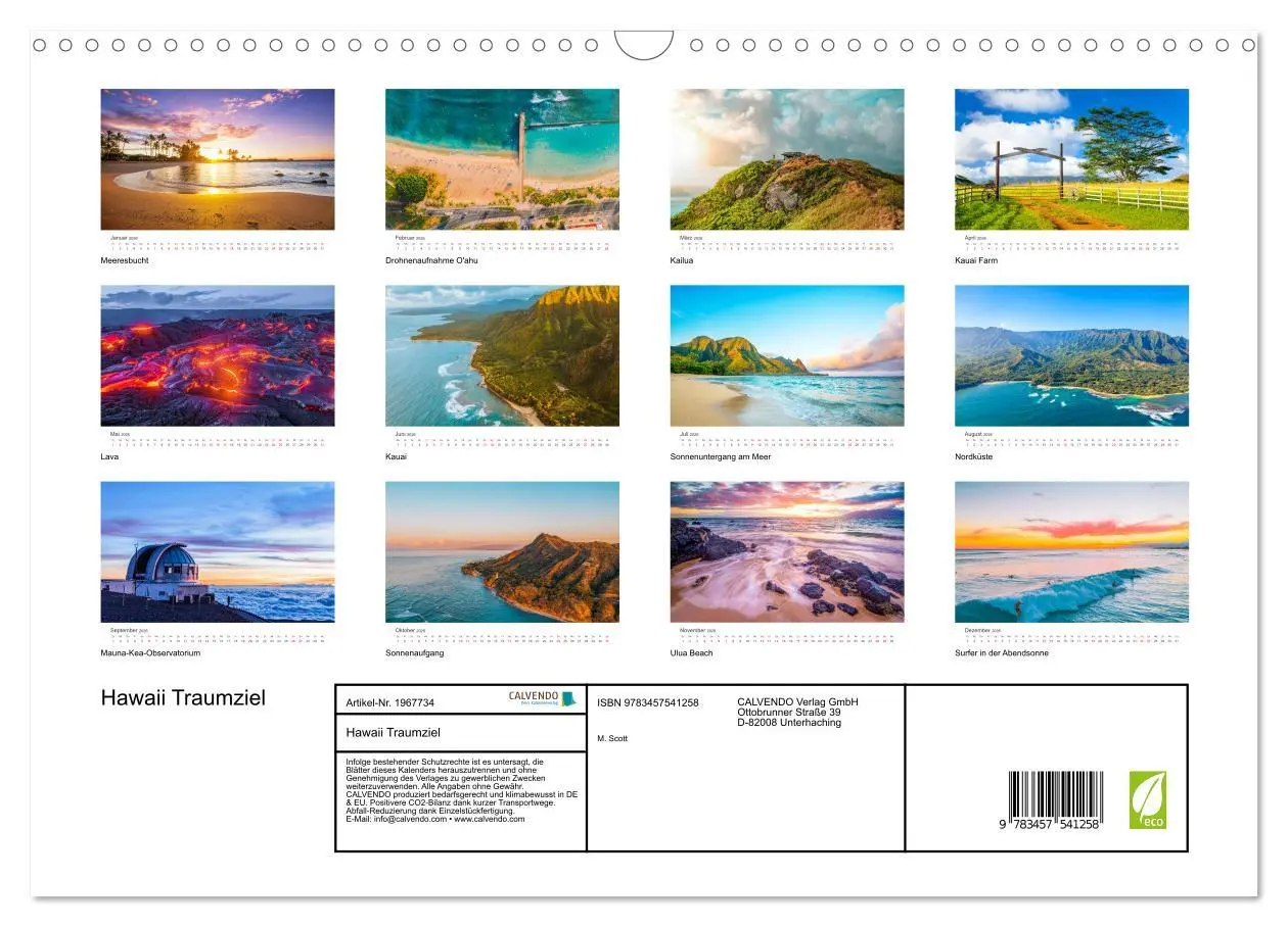 Bild: 9783457541258 | Hawaii Traumziel (Wandkalender 2026 DIN A3 quer), CALVENDO...