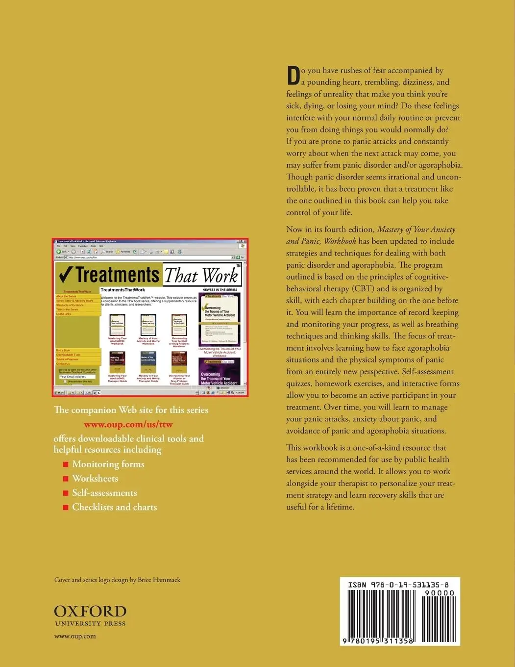 Rückseite: 9780195311358 | Mastery of Your Anxiety and Panic | Workbook | David H. Barlow (u. a.)
