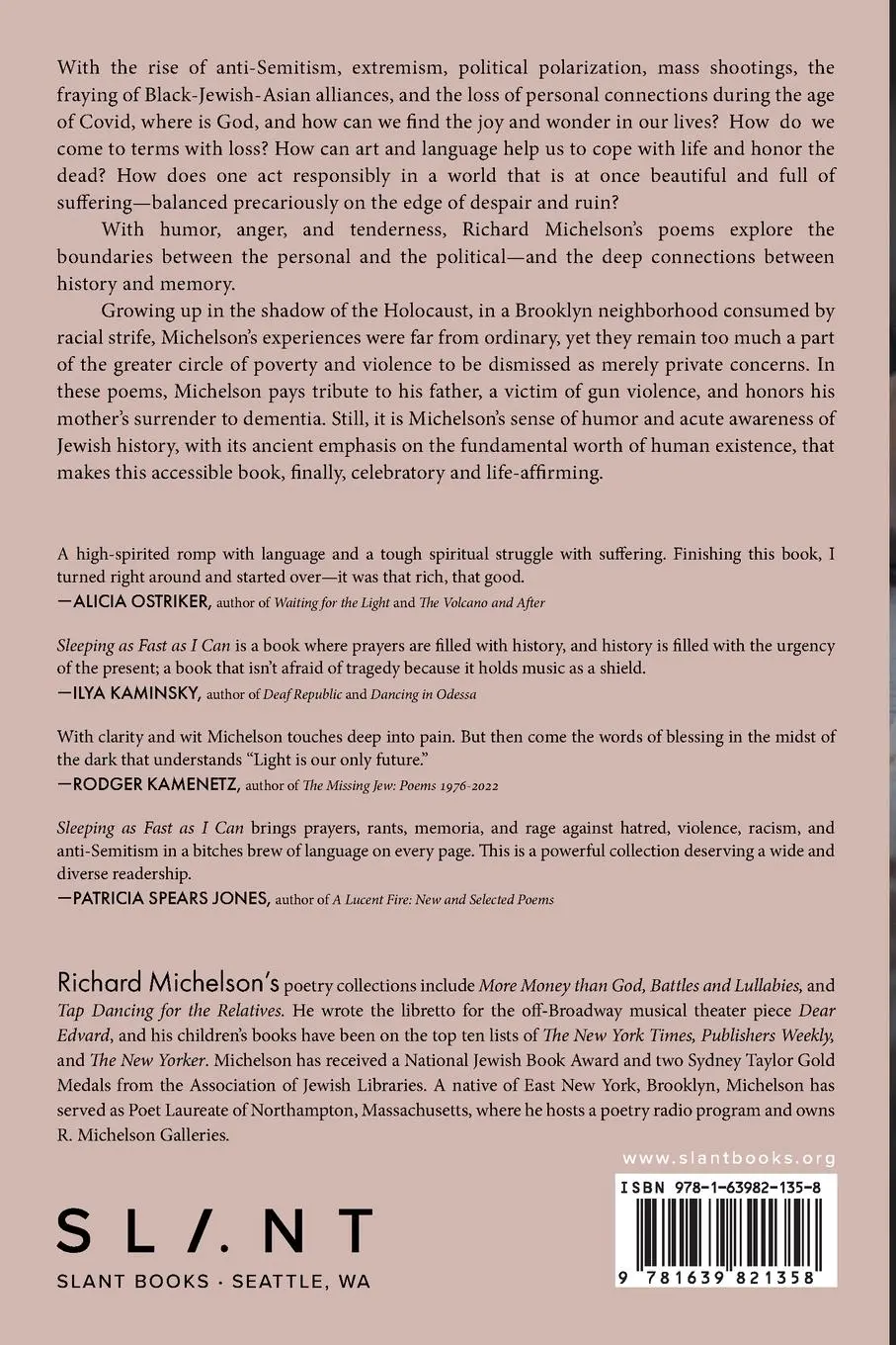 Rückseite: 9781639821358 | Sleeping as Fast as I Can | Poems | Richard Michelson | Taschenbuch