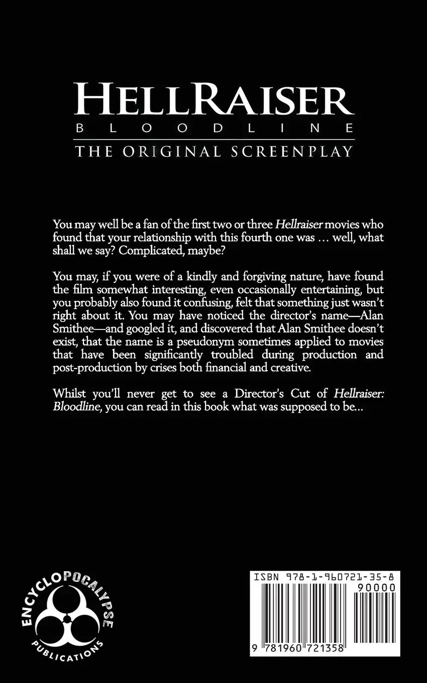 Rückseite: 9781960721358 | Hellraiser | Bloodline - The Original Screenplay | Peter Atkins | Buch