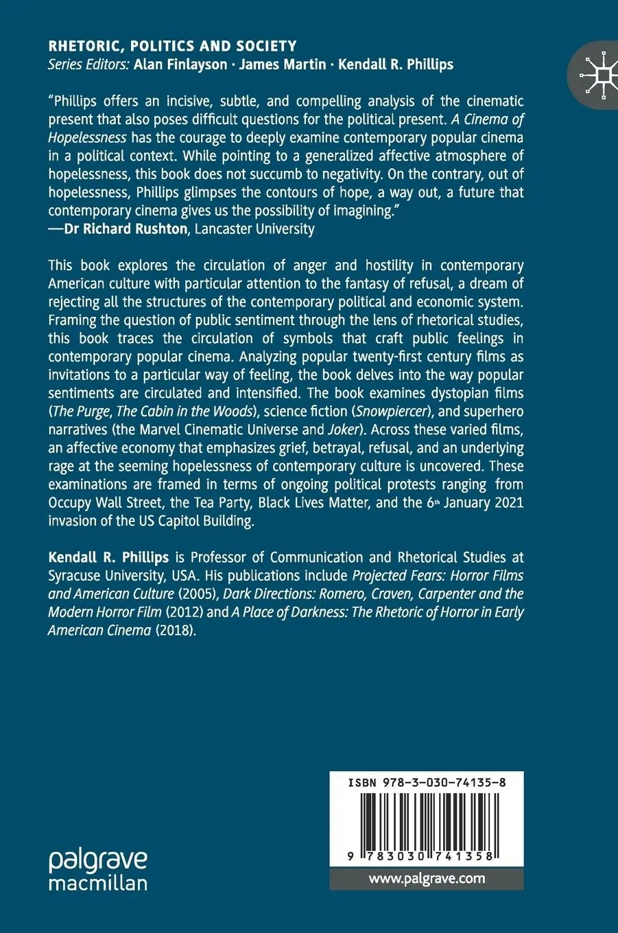 Rückseite: 9783030741358 | A Cinema of Hopelessness | Kendall R. Phillips | Buch | xiii | 2021