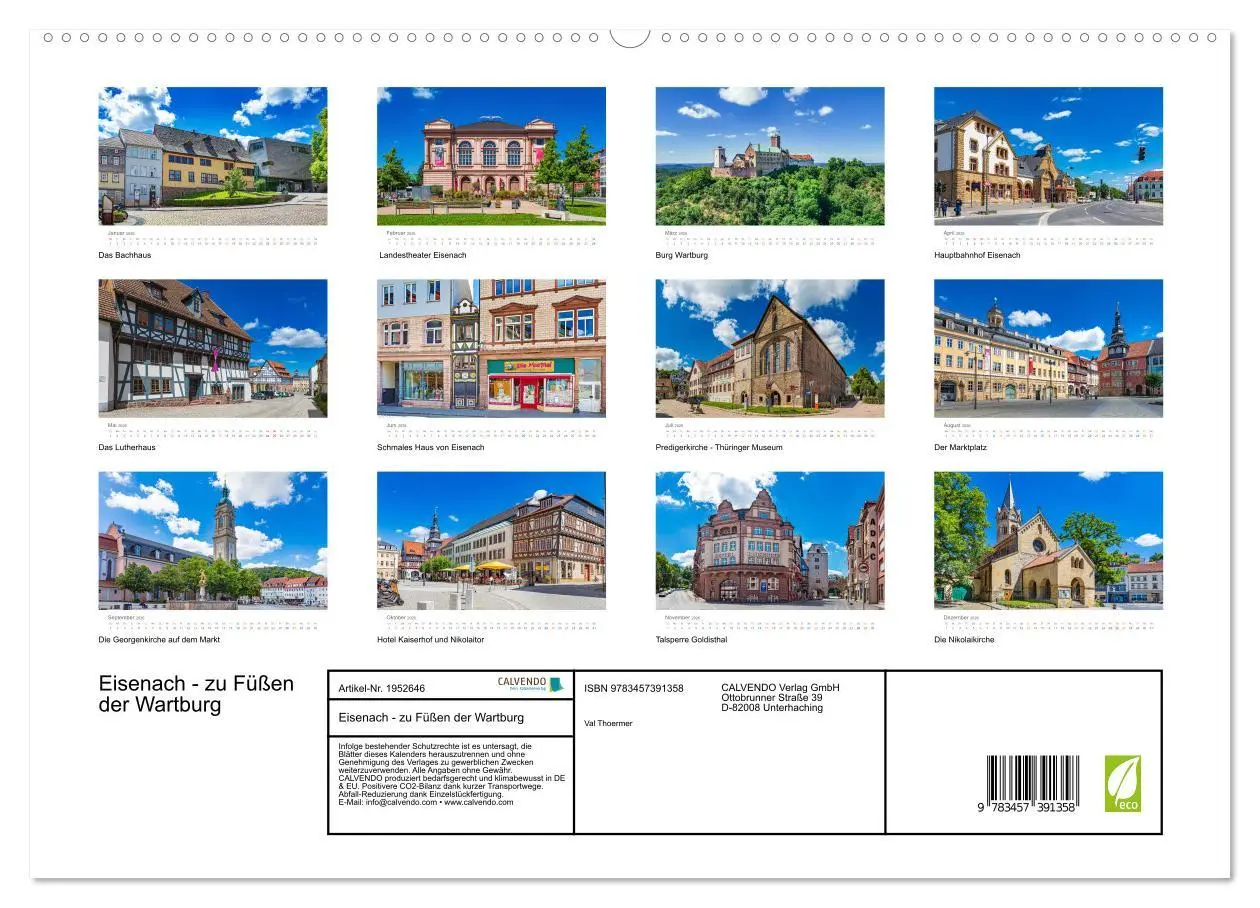 Bild: 9783457391358 | Eisenach - zu Füßen der Wartburg (hochwertiger Premium Wandkalender...