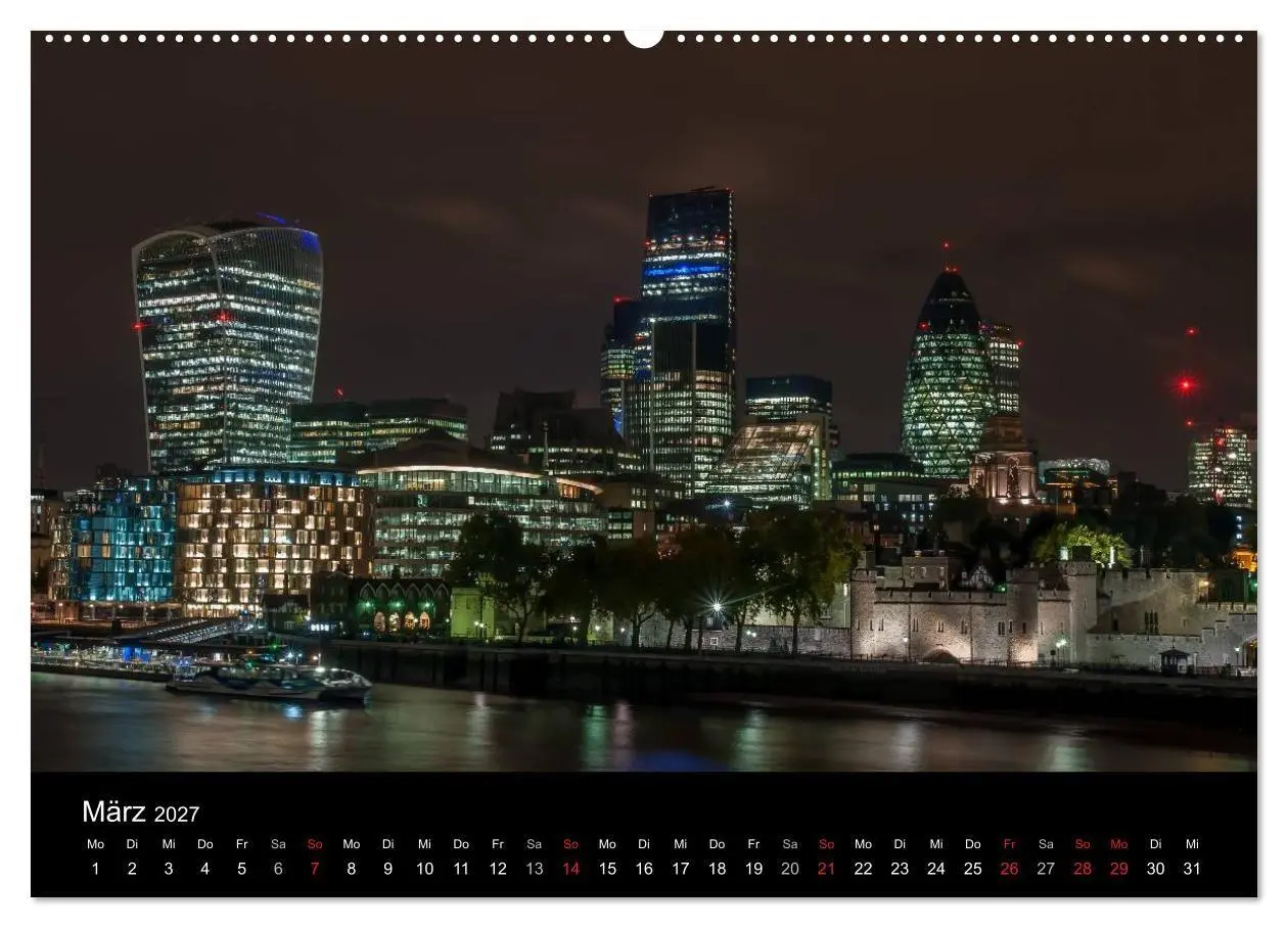 Bild: 9783569881358 | London - Nachts an der Themse (Wandkalender 2027 DIN A2 quer),...