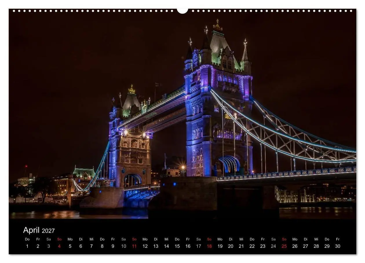 Bild: 9783569881358 | London - Nachts an der Themse (Wandkalender 2027 DIN A2 quer),...
