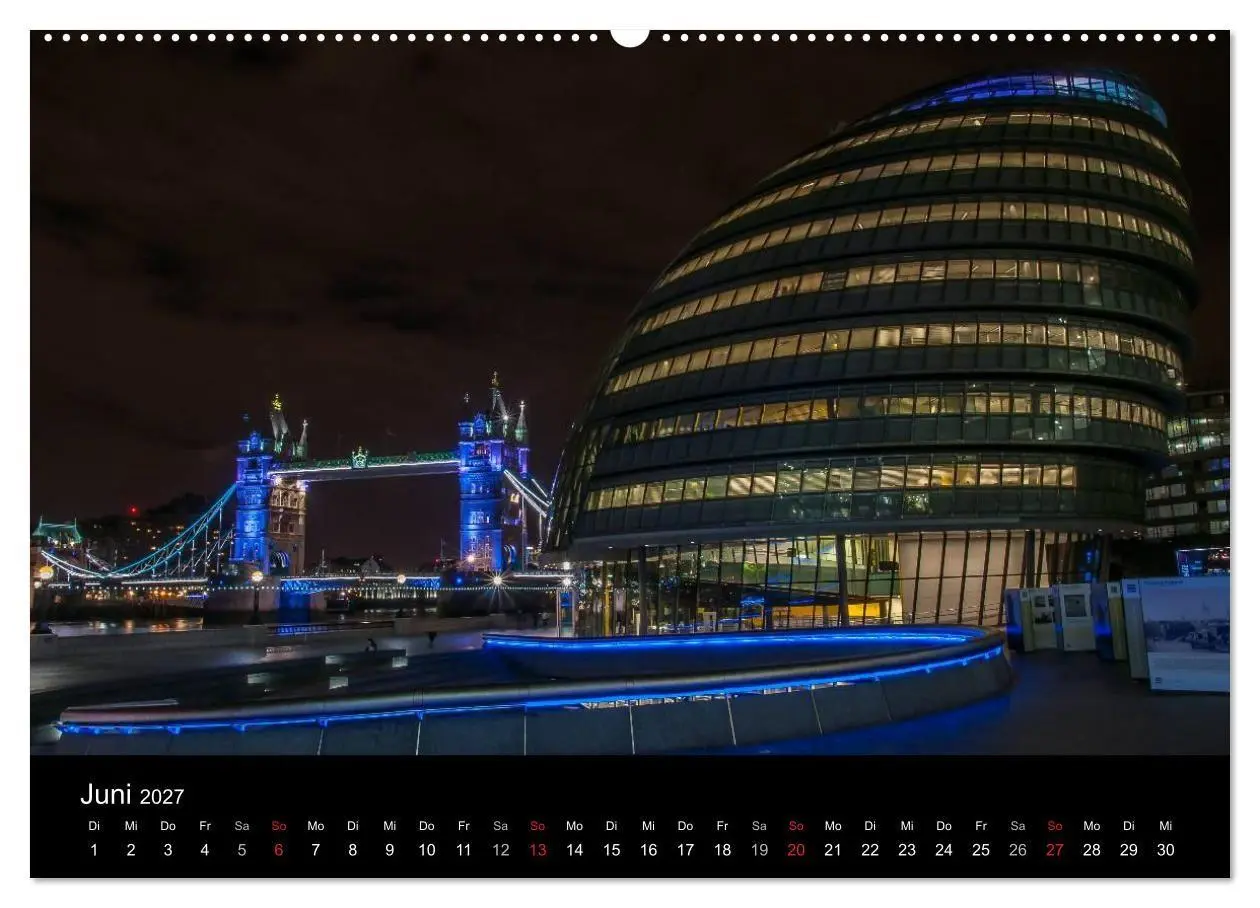 Bild: 9783569881358 | London - Nachts an der Themse (Wandkalender 2027 DIN A2 quer),...