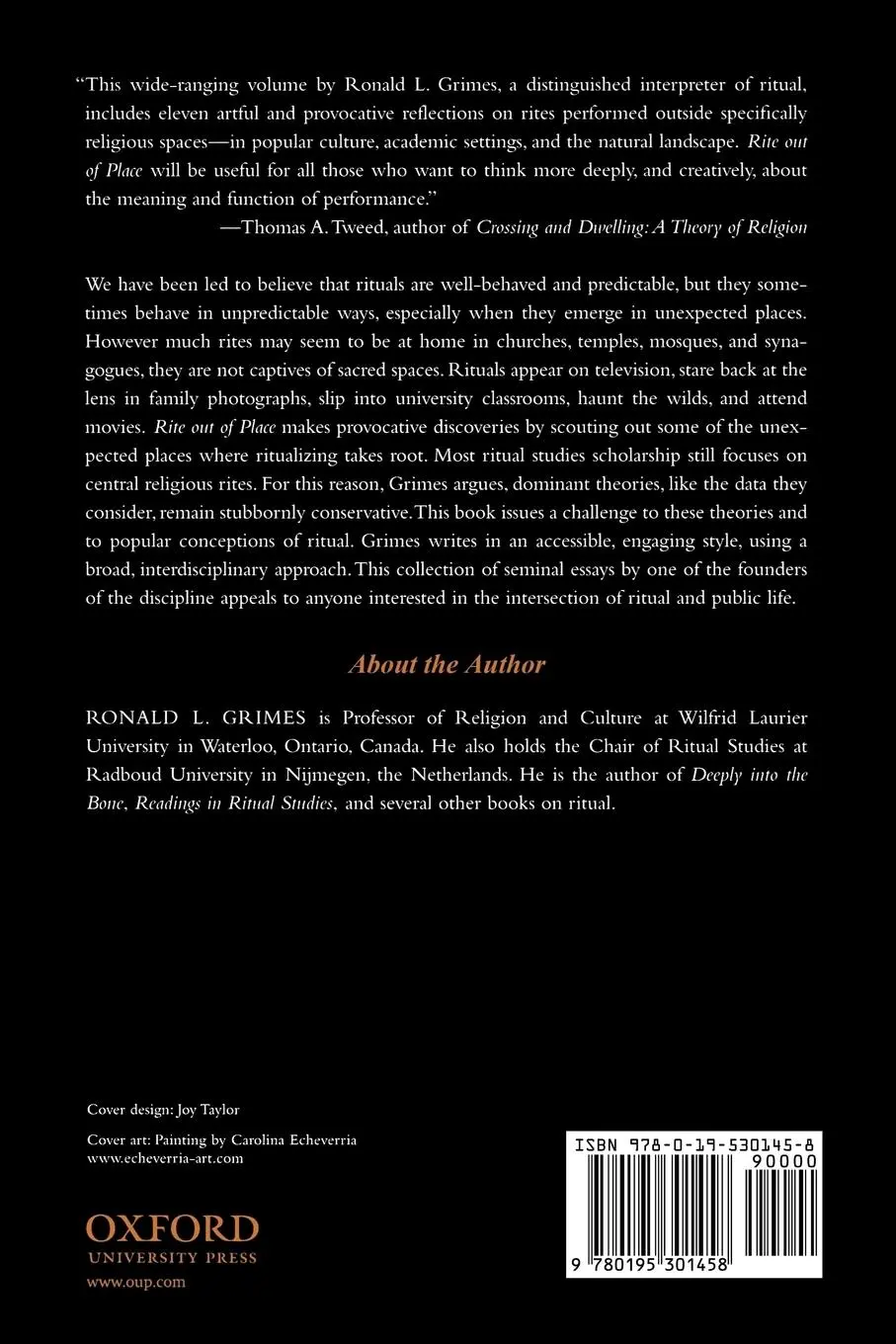 Rückseite: 9780195301458 | Rite Out of Place | Ritual, Media, and the Arts | Ronald L. Grimes