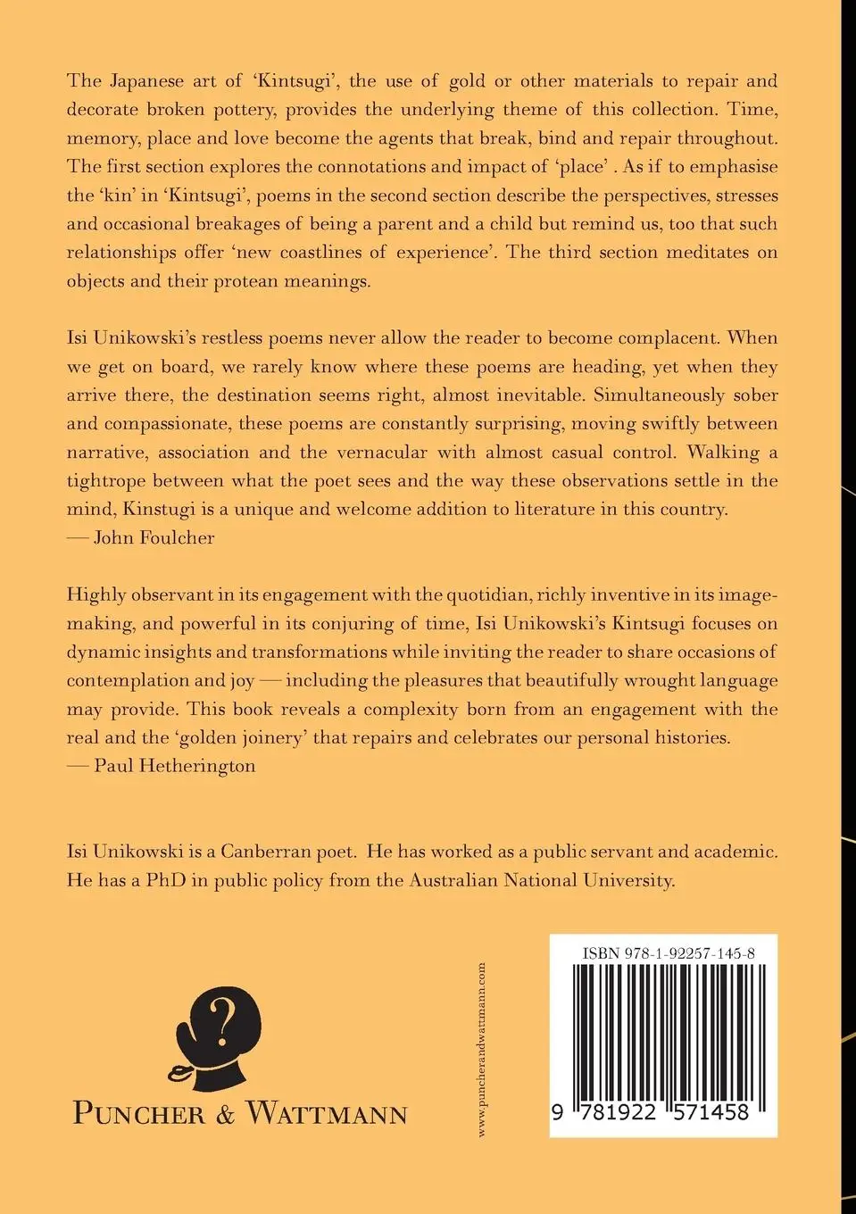 Rückseite: 9781922571458 | Kintsugi | Isi Unikowski | Taschenbuch | Englisch | 2022