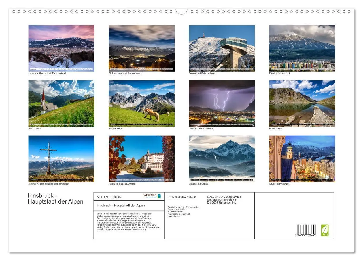 Bild: 9783457761458 | Innsbruck - Hauptstadt der Alpen (Wandkalender 2026 DIN A2 quer),...