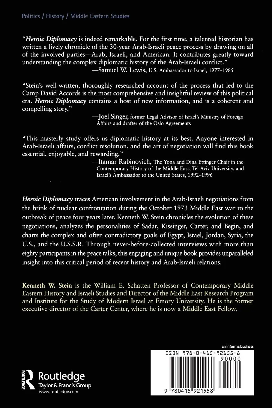 Rückseite: 9780415921558 | Heroic Diplomacy | Kenneth W. Stein | Taschenbuch | Englisch | 1999