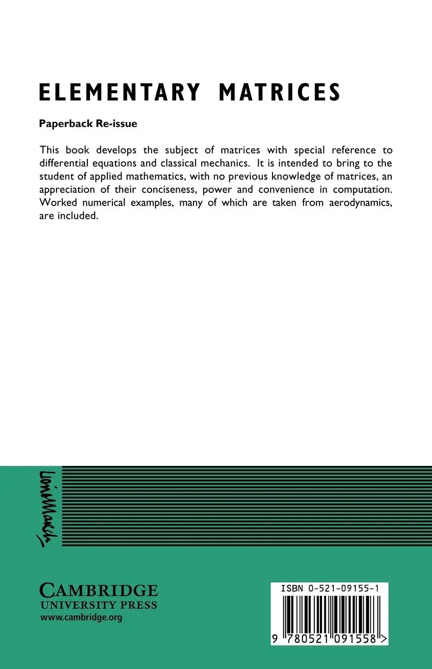 Rückseite: 9780521091558 | Elementary Matrices | Frazer (u. a.) | Taschenbuch | Englisch | 2007
