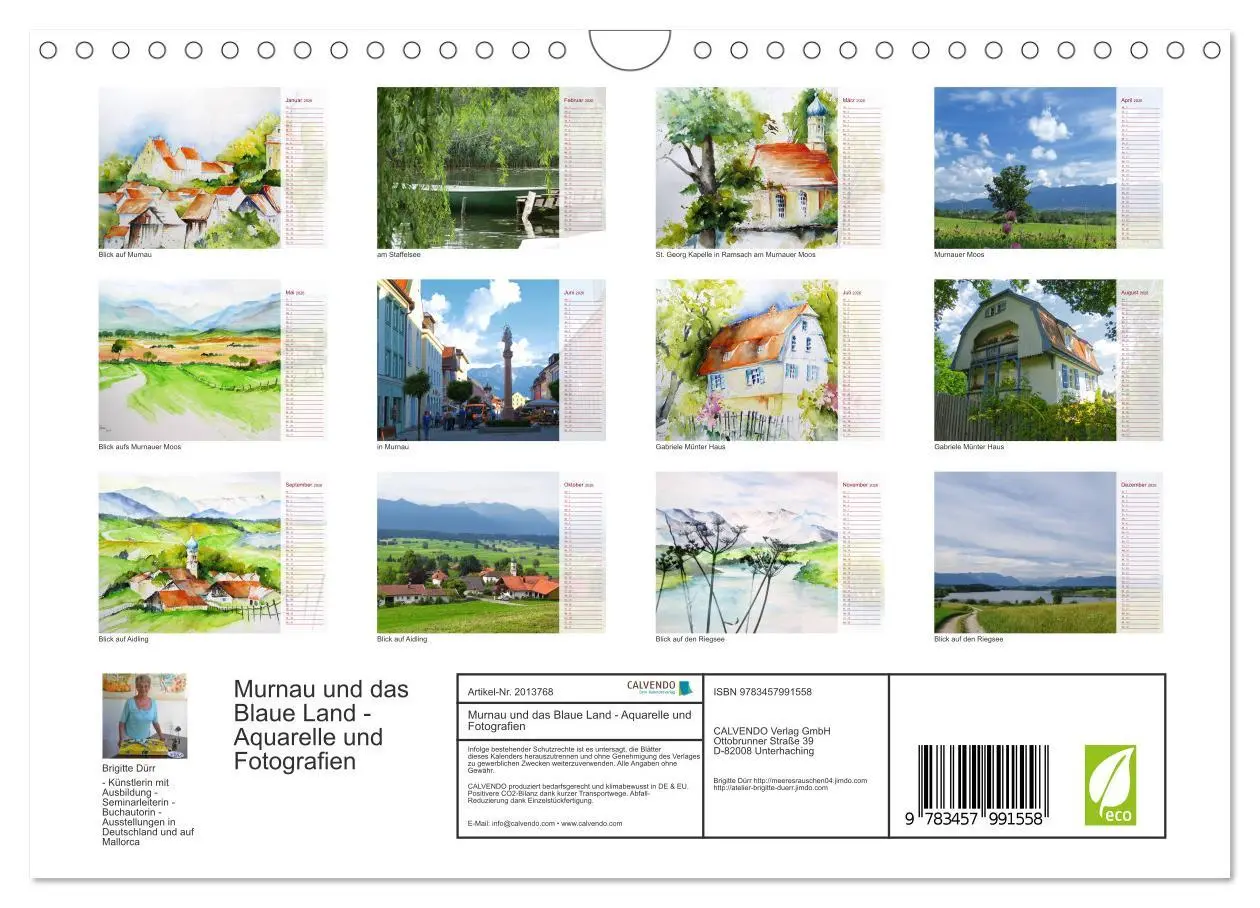 Bild: 9783457991558 | Murnau und das Blaue Land - Aquarelle und Fotografien (Wandkalender...