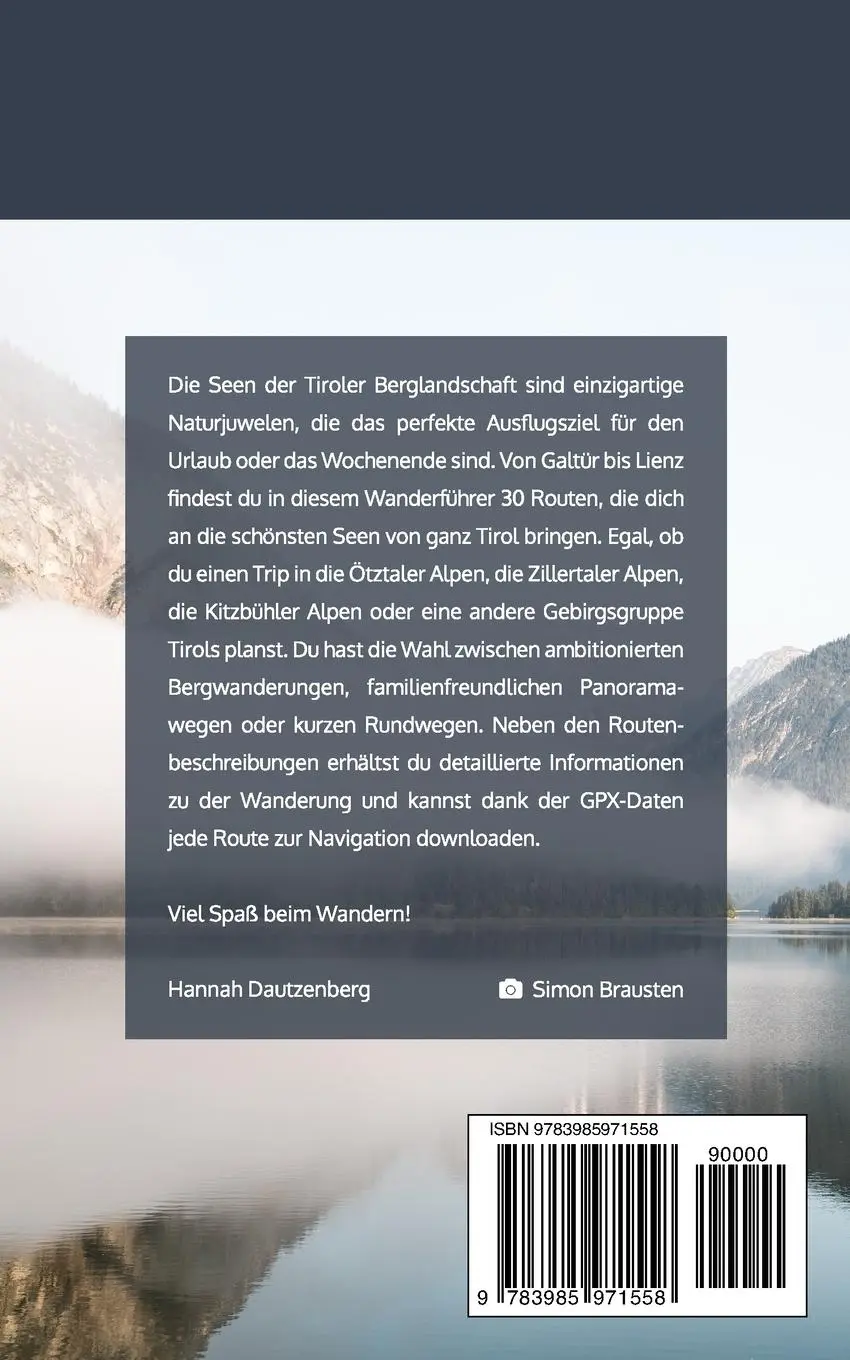 Rückseite: 9783985971558 | Tirol - Seenwanderungen | Hannah Dautzenberg | Taschenbuch | 152 S.