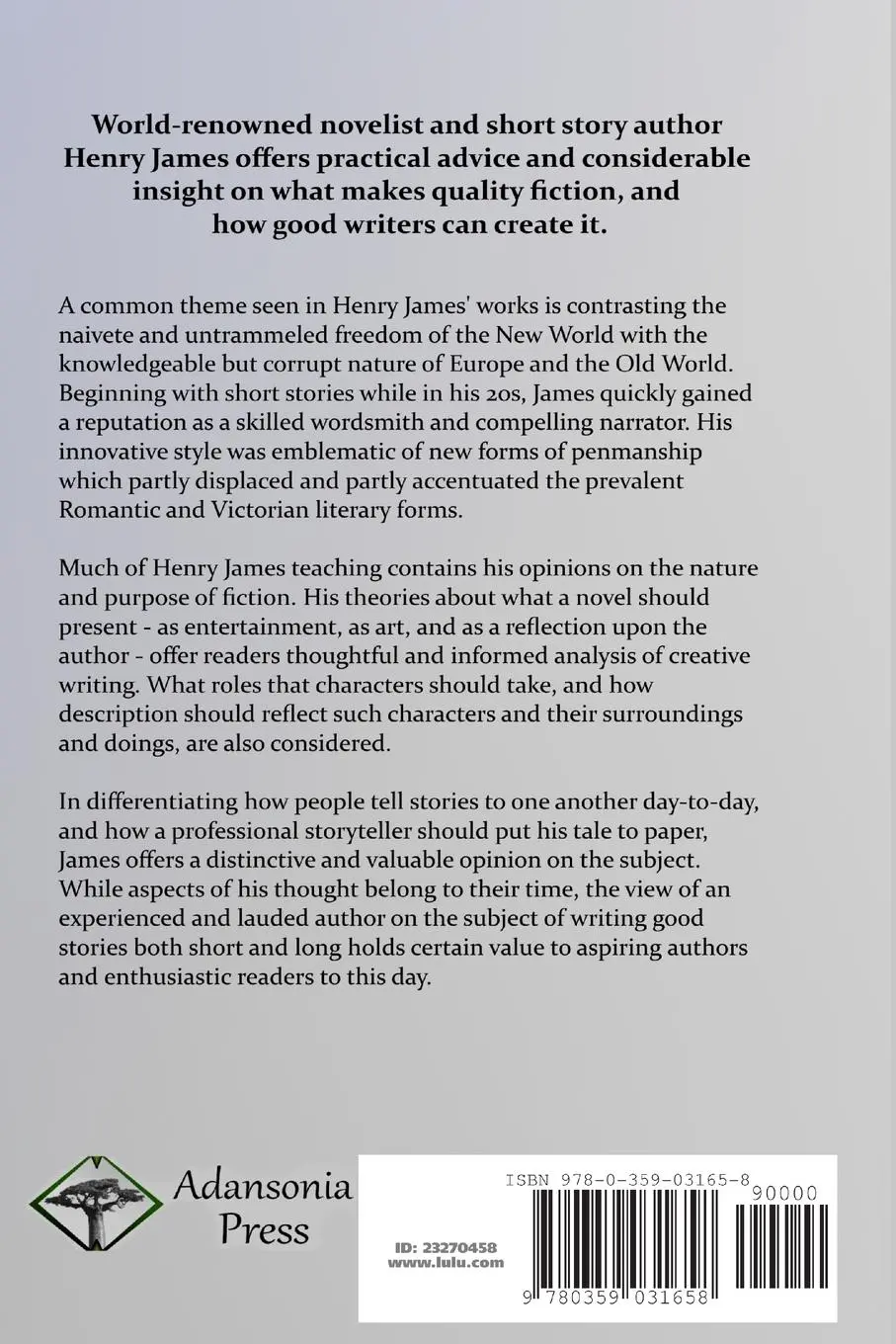 Rückseite: 9780359031658 | The Art of Fiction | Henry James | Taschenbuch | Paperback | Englisch