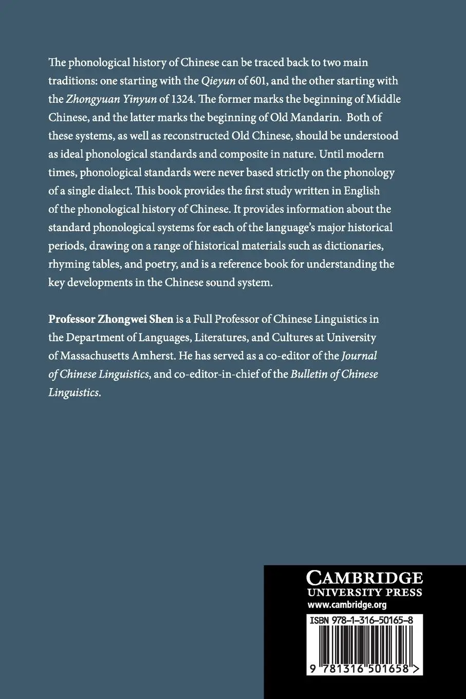 Rückseite: 9781316501658 | A Phonological History of Chinese | Zhongwei Shen | Taschenbuch | 2024
