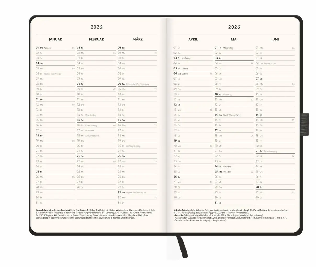 Bild: 9783756411658 | Kombitimer schwarz mittel 2026 | Heye | Buch | Bürokalender Heye