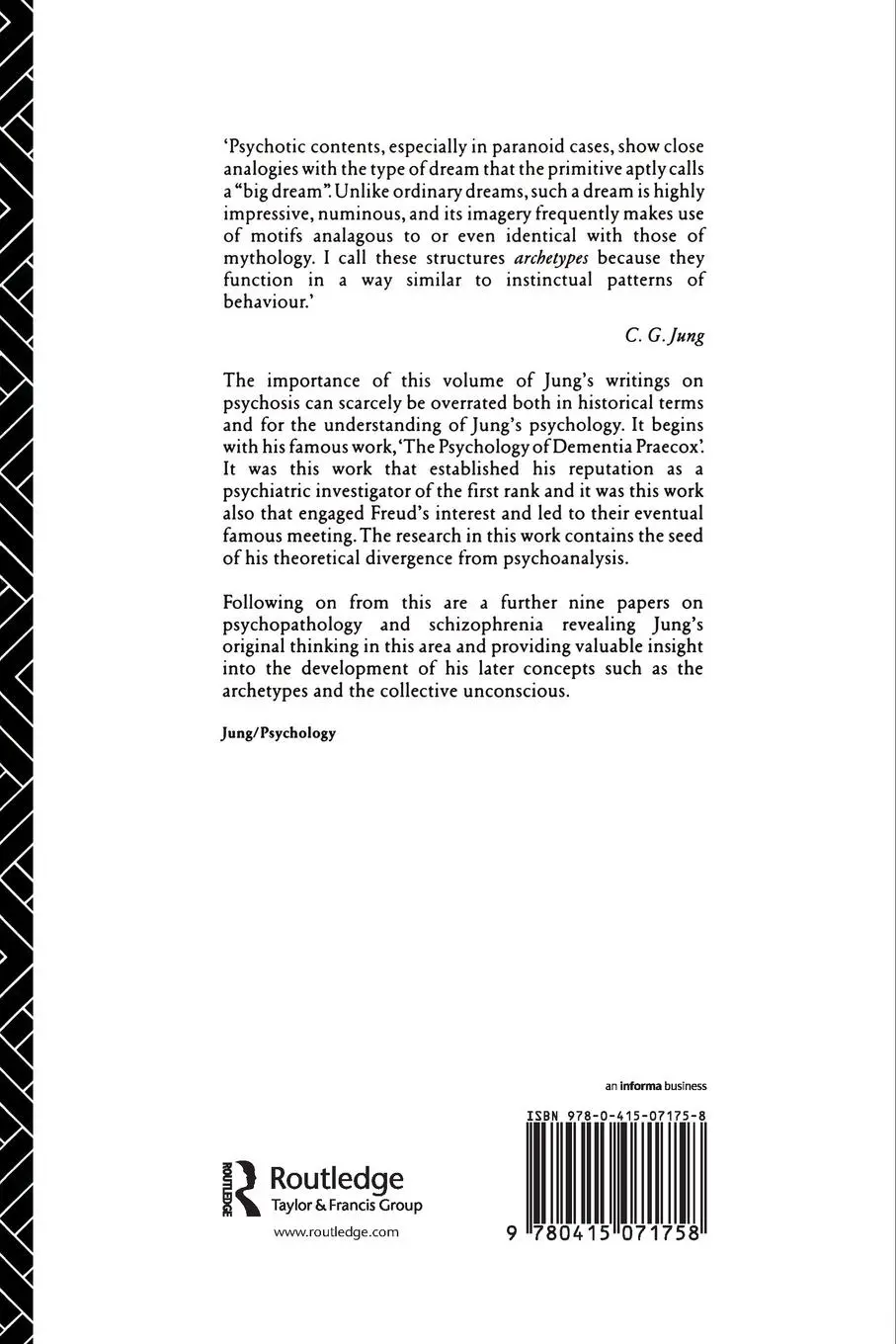 Rückseite: 9780415071758 | The Psychogenesis of Mental Disease | C. G. Jung | Taschenbuch | 1992