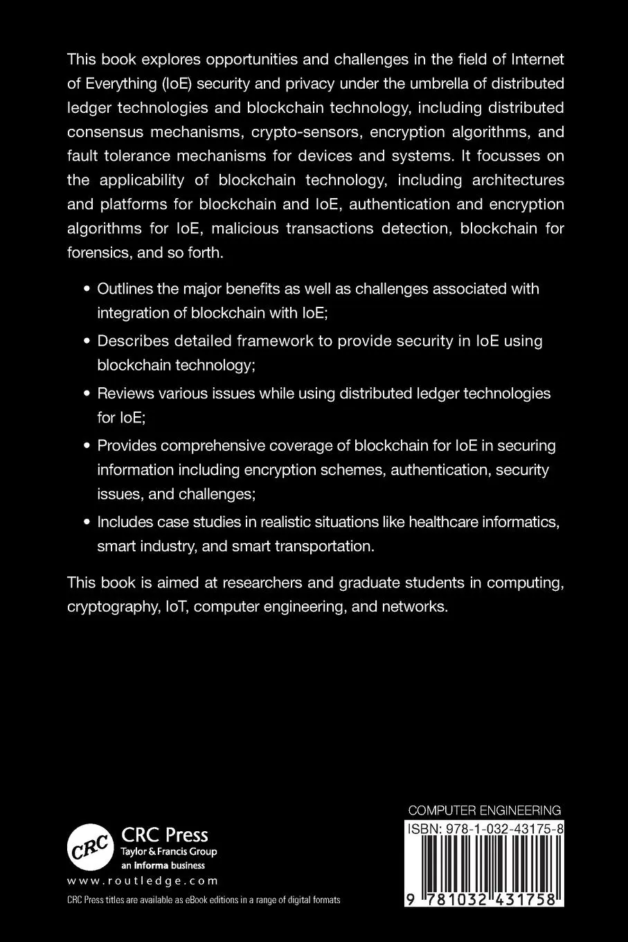 Rückseite: 9781032431758 | Blockchain Technology for IoE | Security and Privacy Perspectives