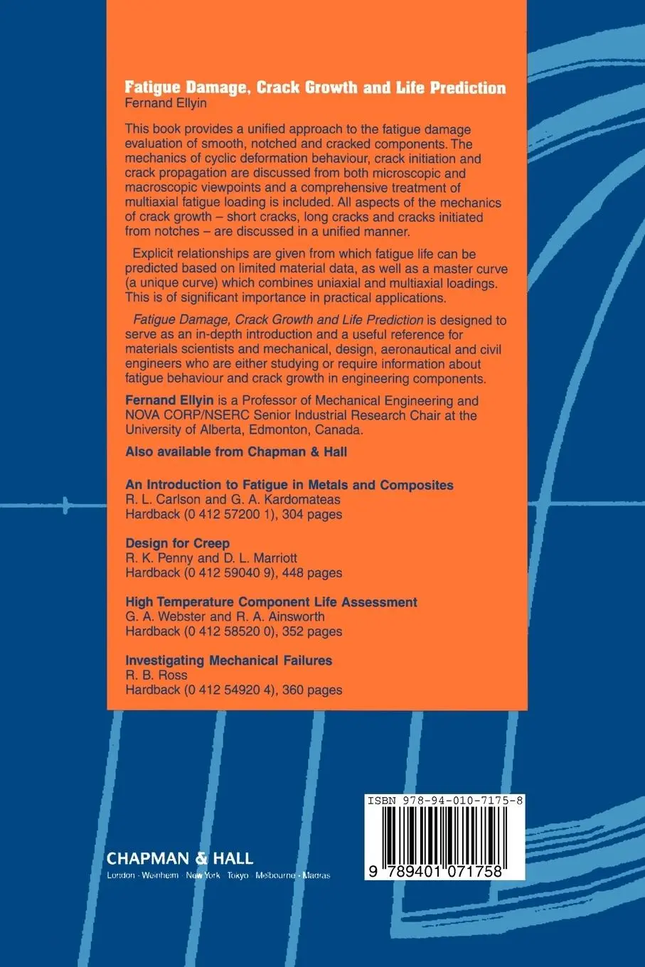 Rückseite: 9789401071758 | Fatigue Damage, Crack Growth and Life Prediction | F. Ellyin | Buch