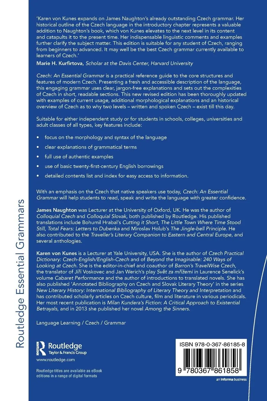 Rückseite: 9780367861858 | Czech | An Essential Grammar | James Naughton (u. a.) | Taschenbuch