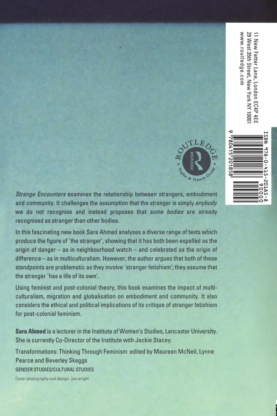 Rückseite: 9780415201858 | Strange Encounters | Embodied Others in Post-Coloniality | Sara Ahmed