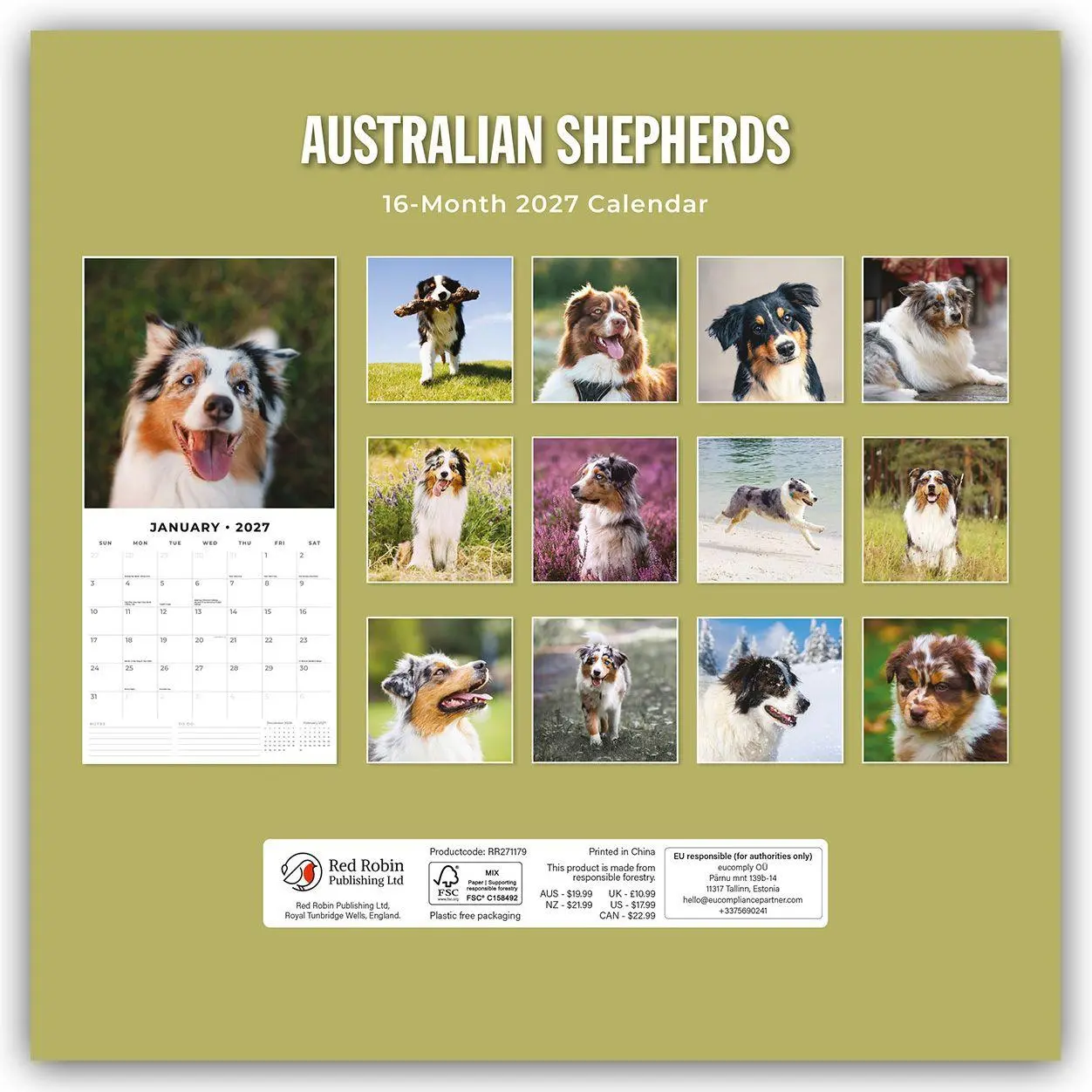 Rückseite: 9781837011858 | Australian Shepherds - Australian Shepherd 2027 - 16-Monatskalender