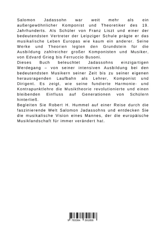 Bild: 9783384391858 | Vom Schüler Liszts zum Lehrer Europas: Salomon Jadassohns Weg | Hummel