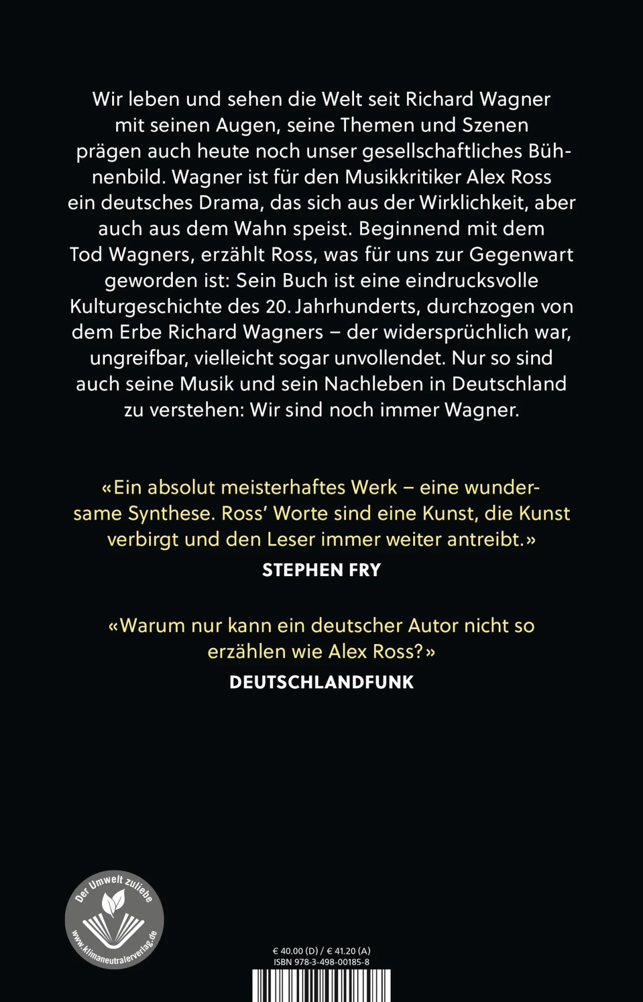 Rückseite: 9783498001858 | Die Welt nach Wagner | Alex Ross | Buch | 912 S. | Deutsch | 2020
