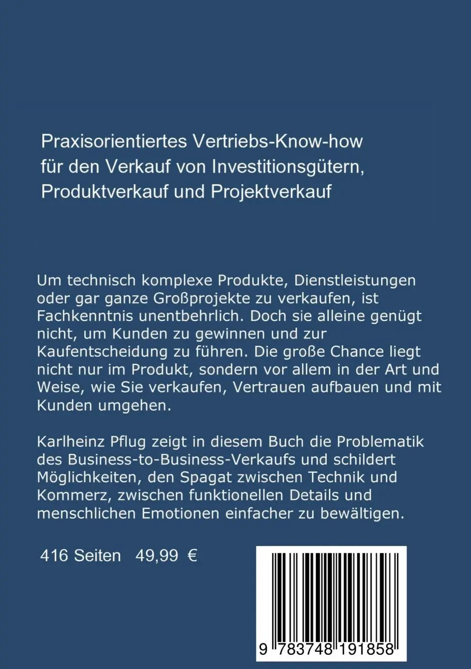 Rückseite: 9783748191858 | Praxishandbuch Vertrieb Business to Business | Karlheinz Pflug | Buch