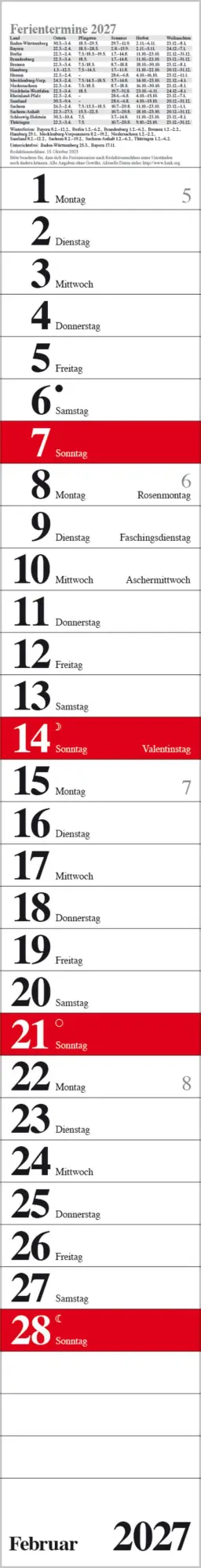 Bild: 9783819301858 | Streifenplaner Praktika Rot 2027 | Verlag Korsch | Kalender | 12 S.