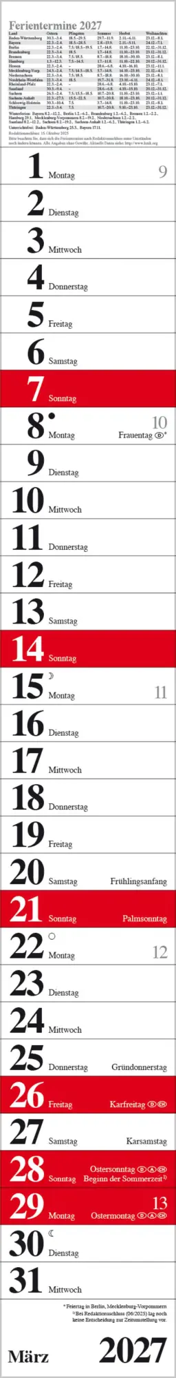 Bild: 9783819301858 | Streifenplaner Praktika Rot 2027 | Verlag Korsch | Kalender | 12 S.