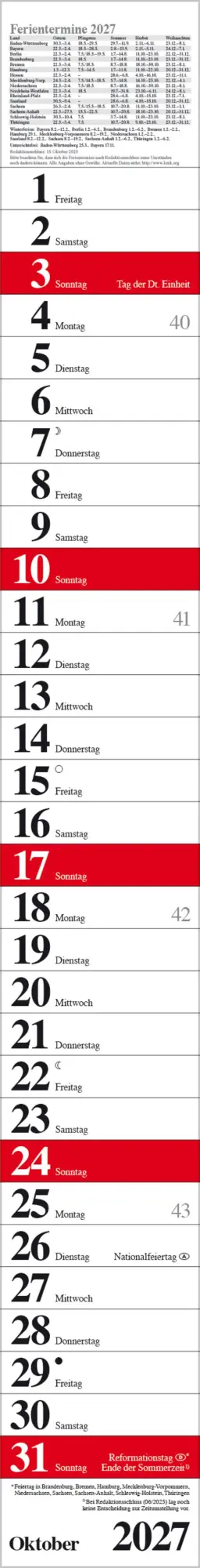 Bild: 9783819301858 | Streifenplaner Praktika Rot 2027 | Verlag Korsch | Kalender | 12 S.