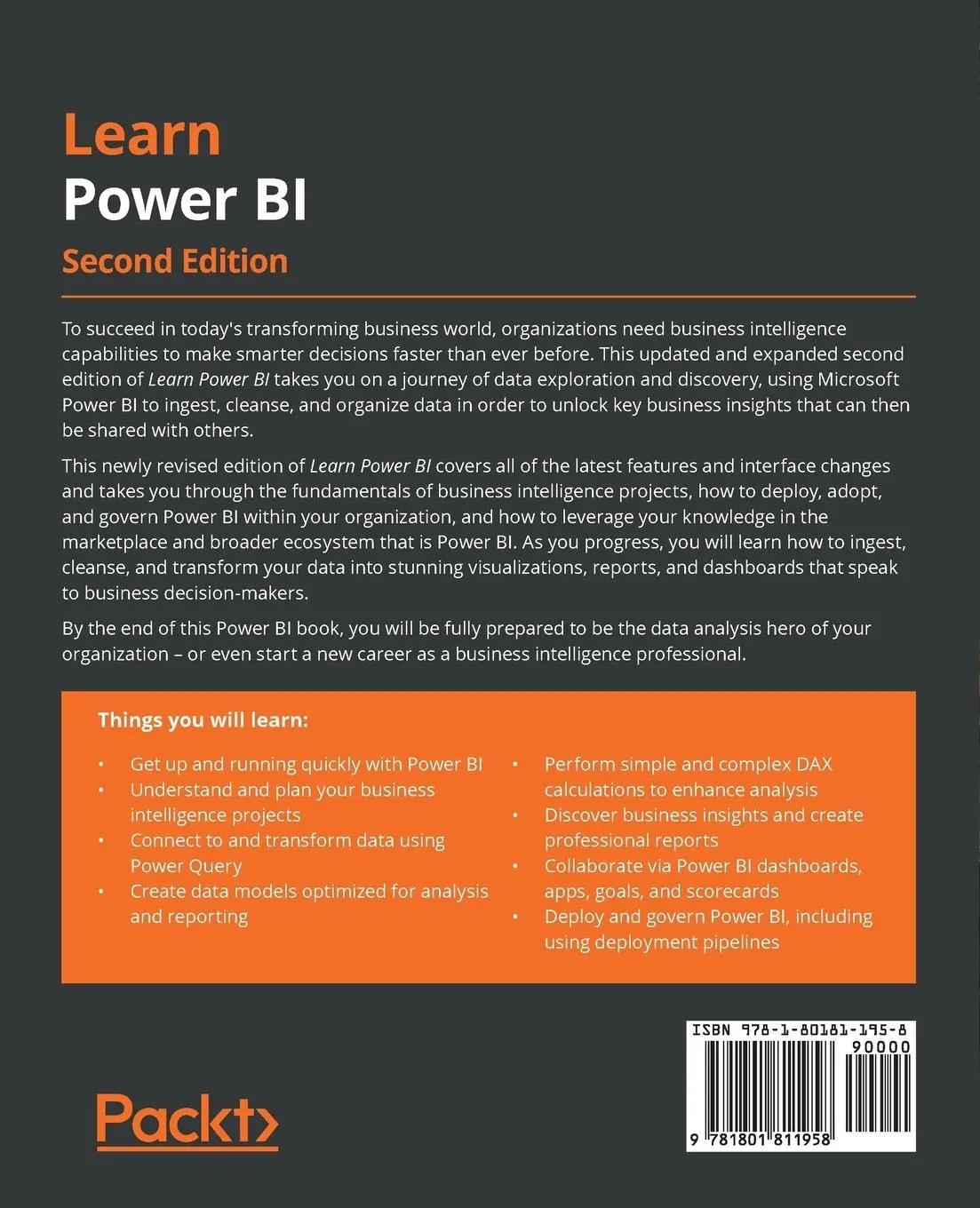 Rückseite: 9781801811958 | Learn Power BI - Second Edition | Greg Deckler | Taschenbuch | 2022
