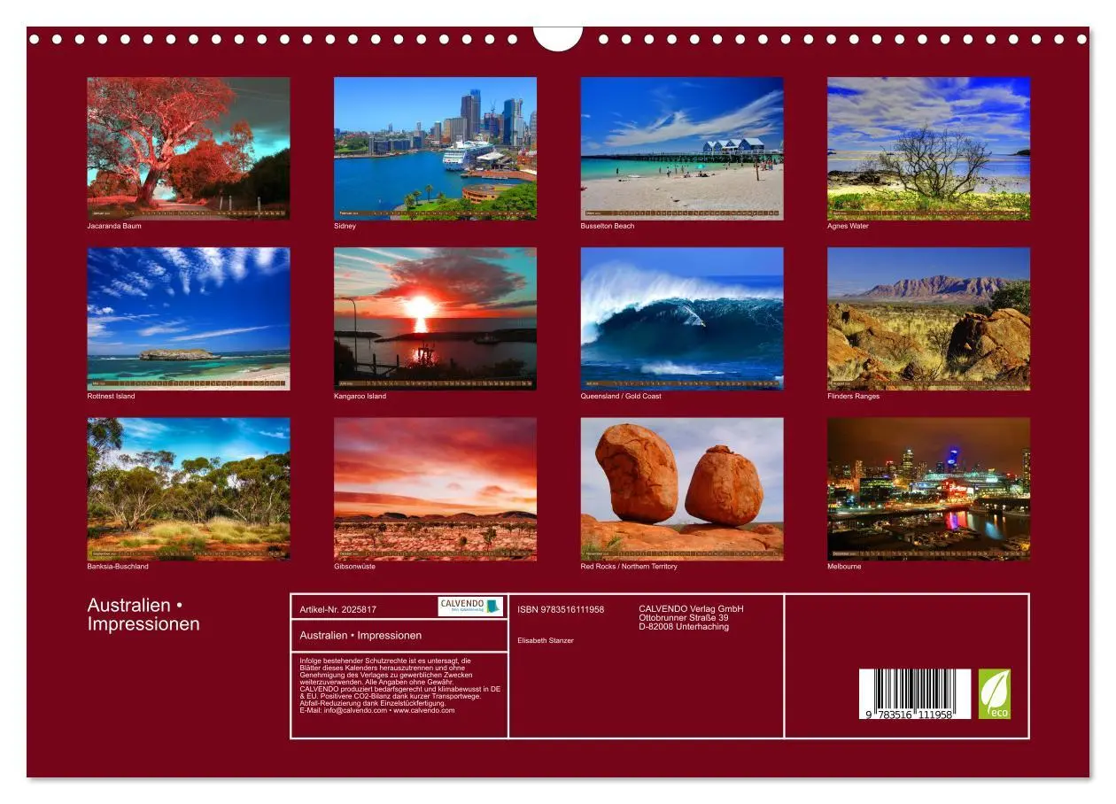 Bild: 9783516111958 | Australien ¿ Impressionen (Wandkalender 2026 DIN A3 quer), CALVENDO...