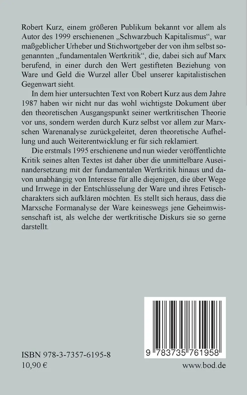 Rückseite: 9783735761958 | Wertkritischer Exorzismus statt Wertformkritik | Daniel Dockerill