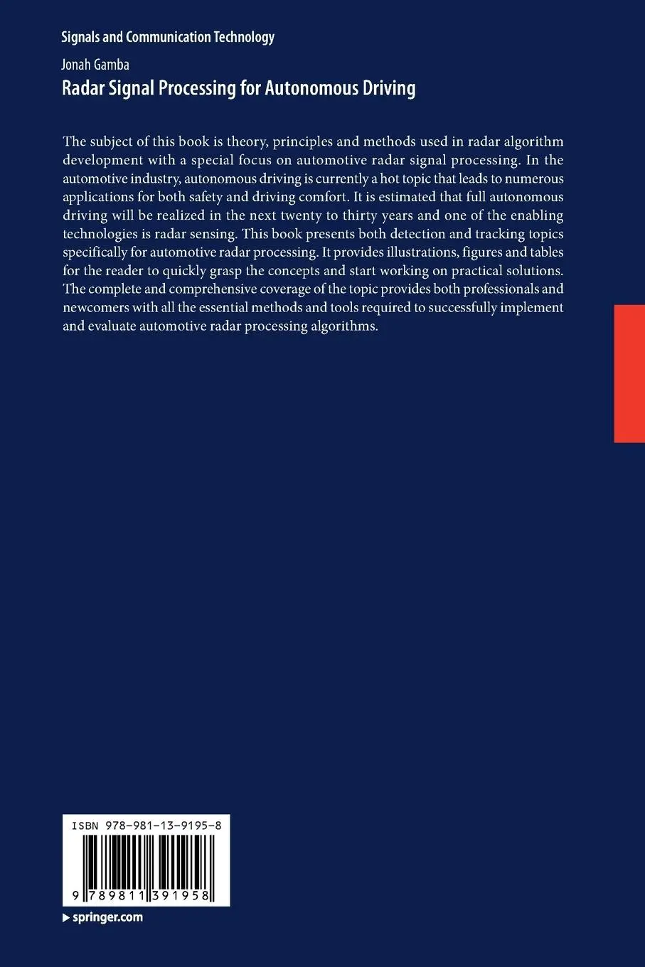 Rückseite: 9789811391958 | Radar Signal Processing for Autonomous Driving | Jonah Gamba | Buch