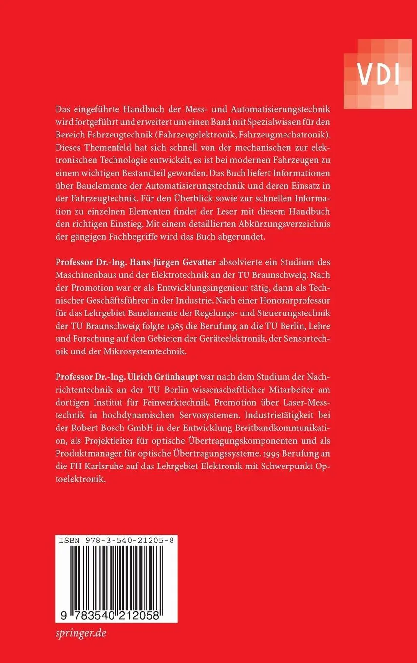 Rückseite: 9783540212058 | Handbuch der Mess- und Automatisierungstechnik im Automobil | Buch