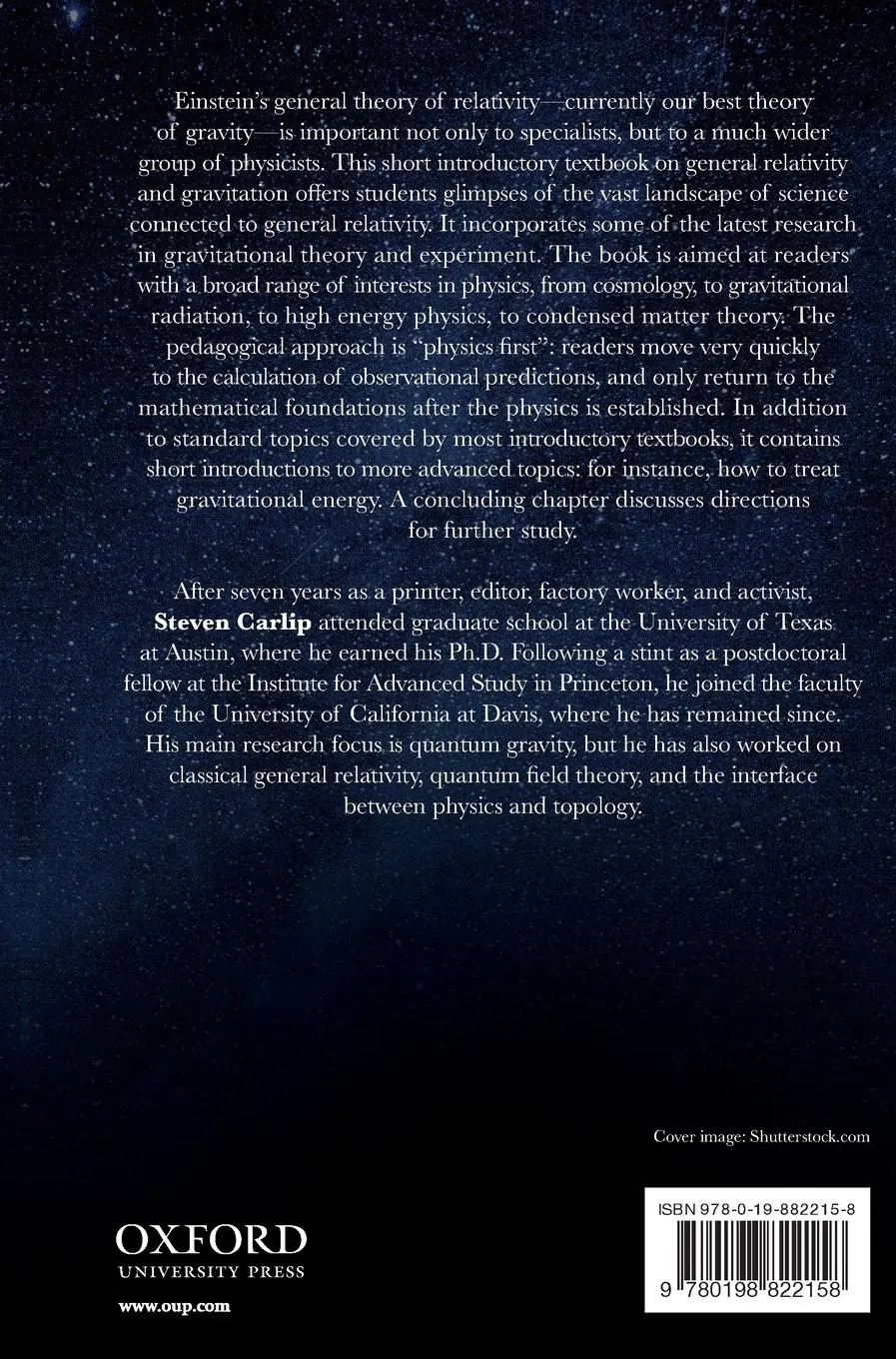 Rückseite: 9780198822158 | General Relativity | A Concise Introduction | Steven Carlip | Buch