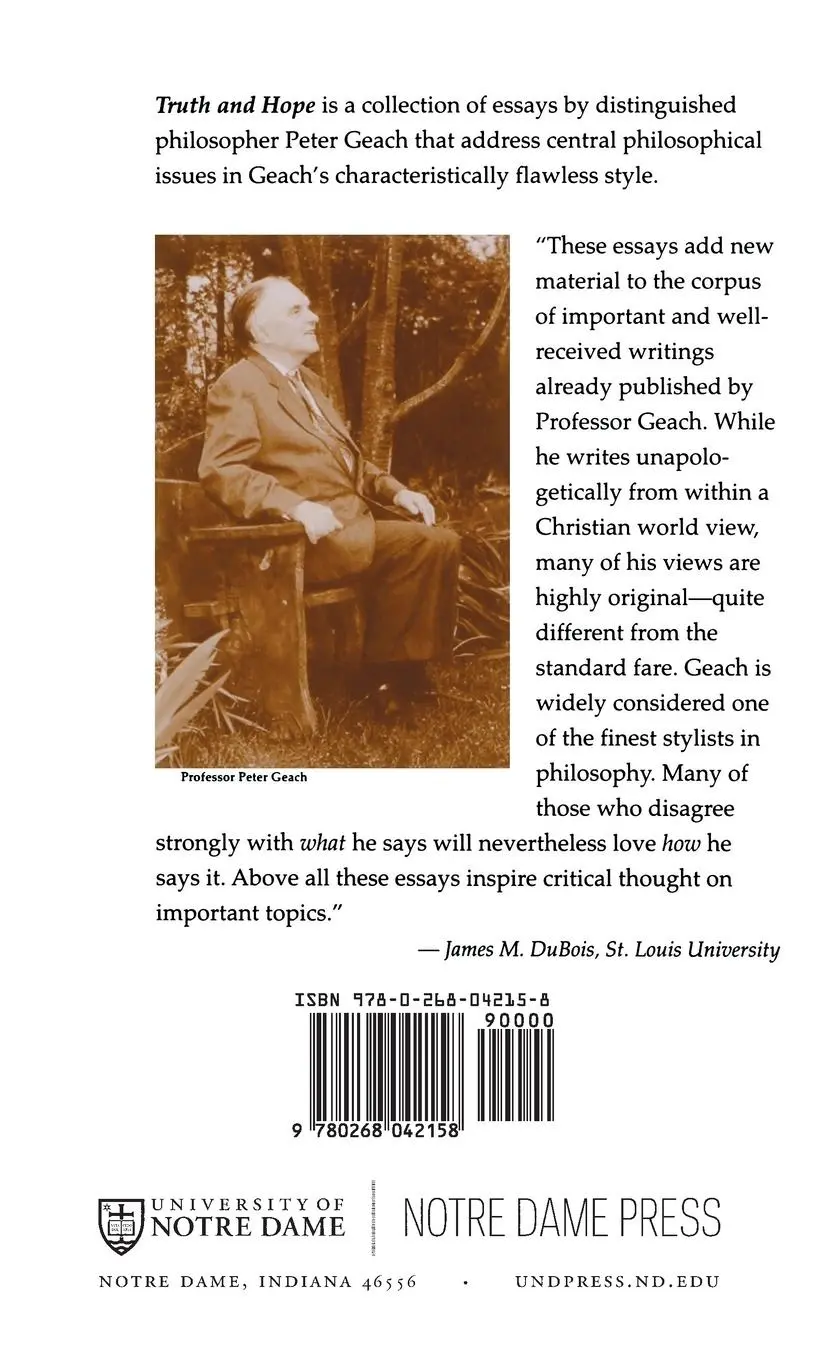 Rückseite: 9780268042158 | Truth and Hope | Peter Geach | Buch | Englisch | 2001