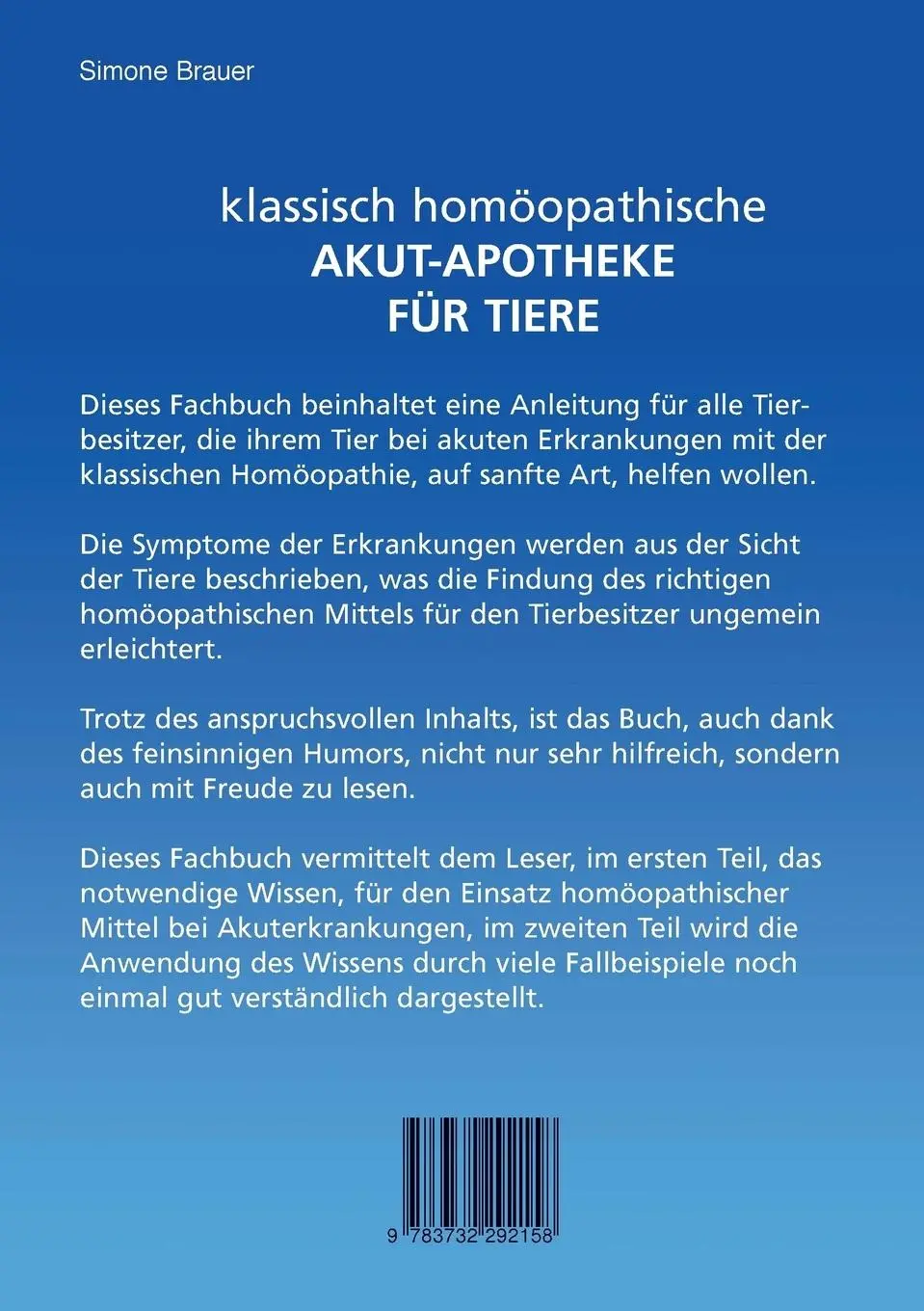 Rückseite: 9783732292158 | Klassisch homöopathische Akutapotheke für Tiere | Simone Bräuer | Buch