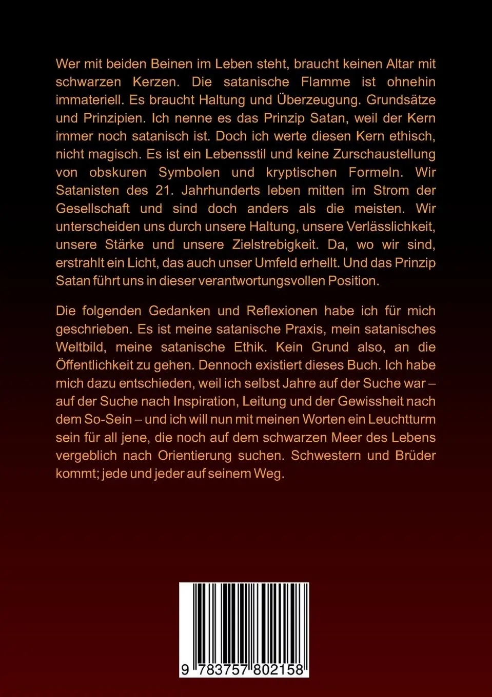 Rückseite: 9783757802158 | Das Prinzip Satan | Eine praktische Lebensphilosophie | J. C. Busch