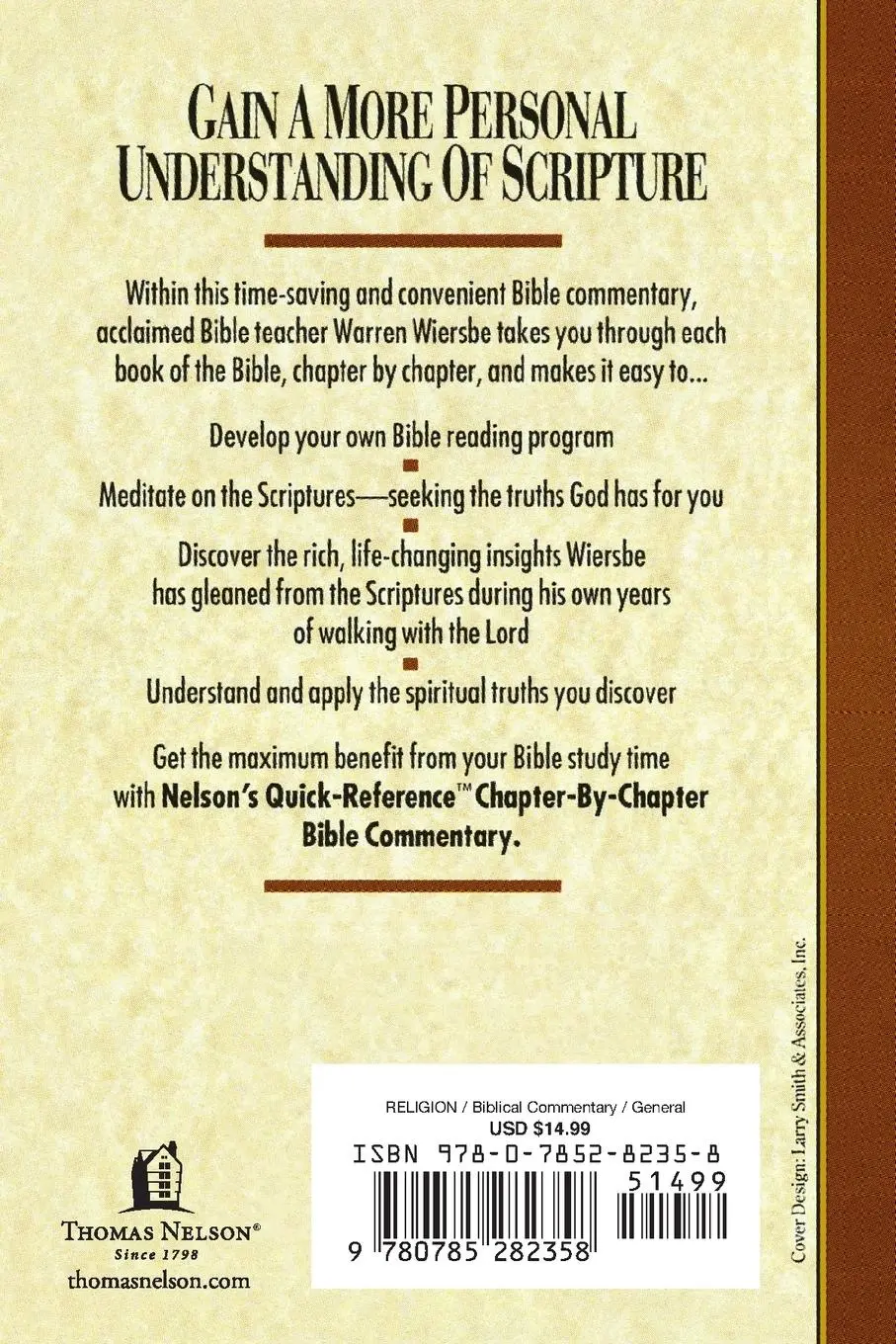 Rückseite: 9780785282358 | Nelson's Quick Reference Chapter-By-Chapter Bible Commentary | Wiersbe