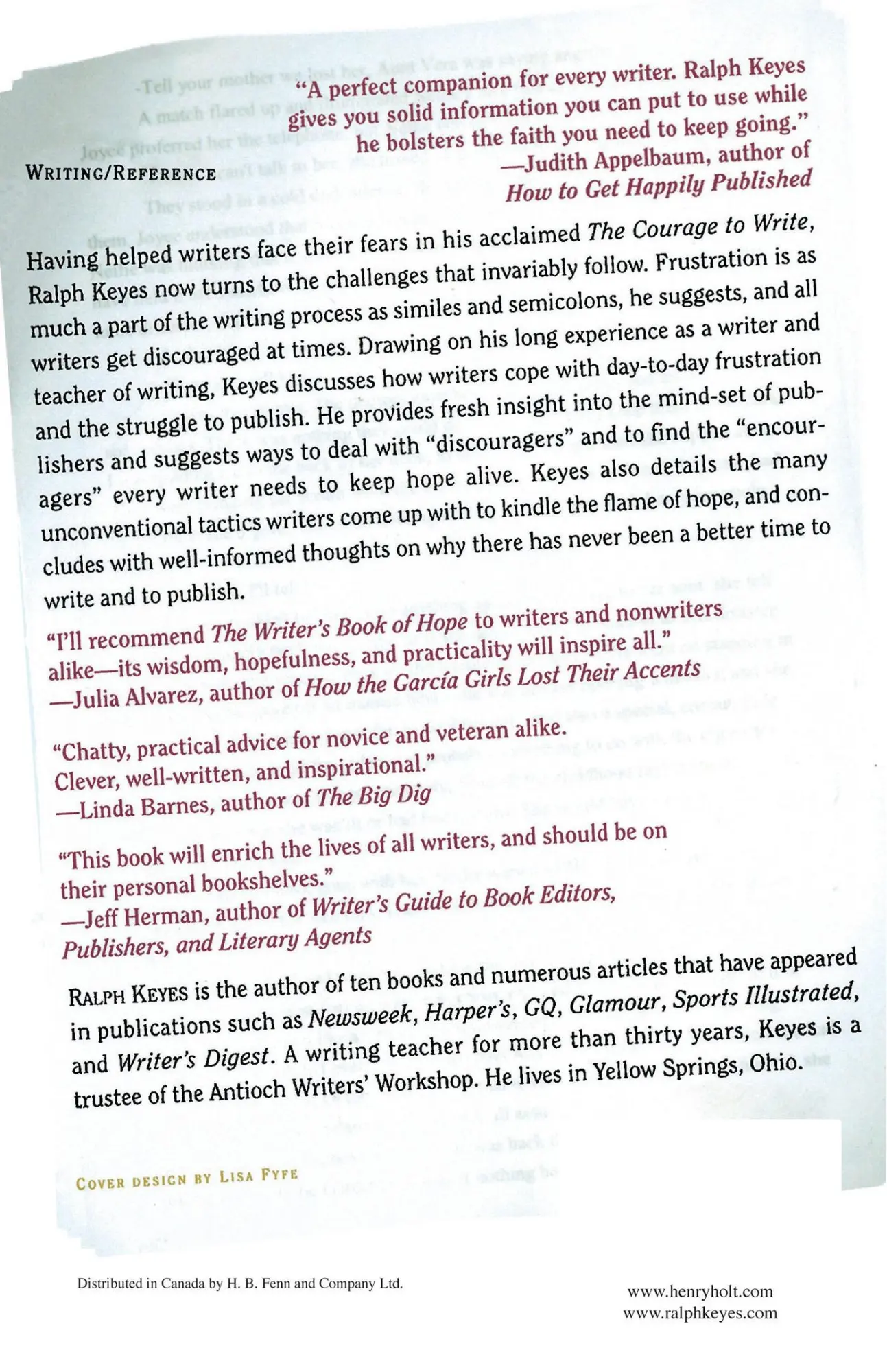 Rückseite: 9780805072358 | The Writer's Book of Hope | Getting from Frustration to Publication