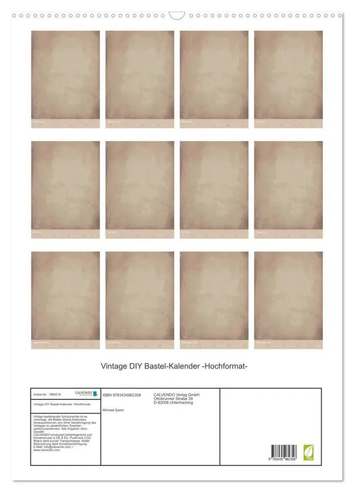 Bild: 9783435962358 | Vintage DIY Bastel-Kalender -Hochformat- (Wandkalender 2025 DIN A2...
