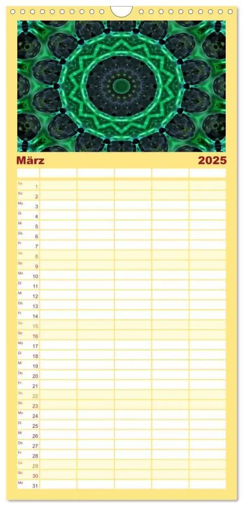 Bild: 9783457122358 | Familienplaner 2025 - Mandala Träume mit 5 Spalten (Wandkalender,...