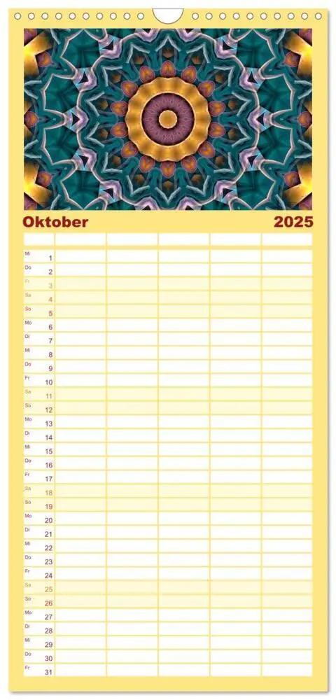Bild: 9783457122358 | Familienplaner 2025 - Mandala Träume mit 5 Spalten (Wandkalender,...