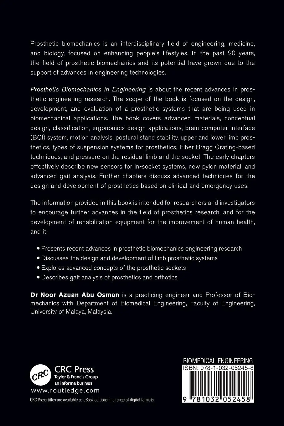 Rückseite: 9781032052458 | Prosthetic Biomechanics in Engineering | N. A. Abu Osman | Taschenbuch